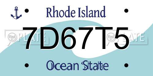 7D67T5 Rhode Island License Plate