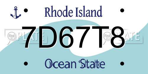 7D67T8 Rhode Island License Plate