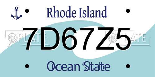 7D67Z5 Rhode Island License Plate