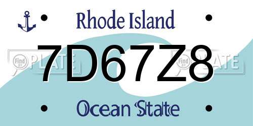 7D67Z8 Rhode Island License Plate