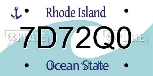 7D72Q0 Rhode Island License Plate