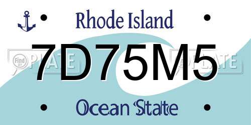 7D75M5 Rhode Island License Plate