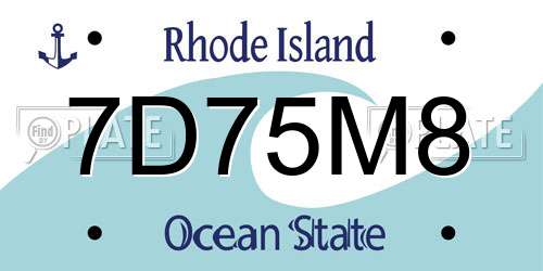 7D75M8 Rhode Island License Plate