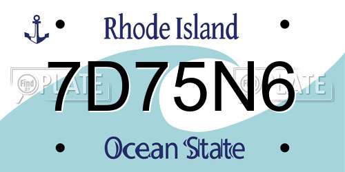 7D75N6 Rhode Island License Plate