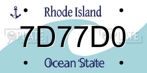 7D77D0 Rhode Island License Plate