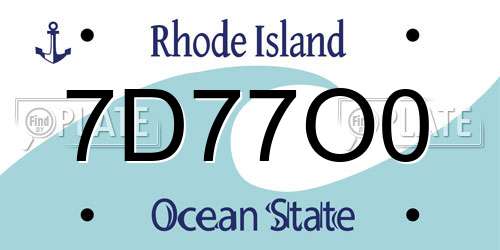 7D77O0 Rhode Island License Plate