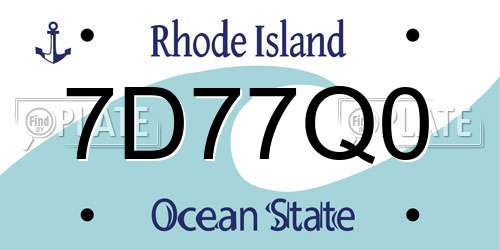 7D77Q0 Rhode Island License Plate