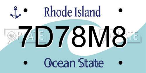 7D78M8 Rhode Island License Plate