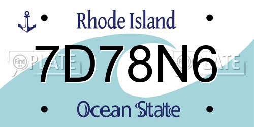 7D78N6 Rhode Island License Plate