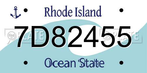 7D82455 Rhode Island License Plate