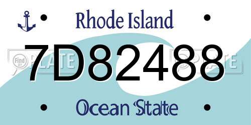 7D82488 Rhode Island License Plate