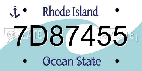 7D87455 Rhode Island License Plate