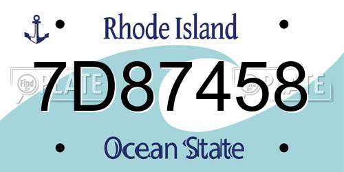 7D87458 Rhode Island License Plate