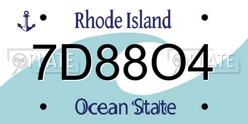 7D88O4 Rhode Island License Plate