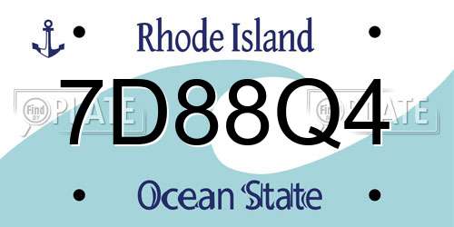 7D88Q4 Rhode Island License Plate