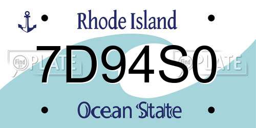 7D94S0 Rhode Island License Plate