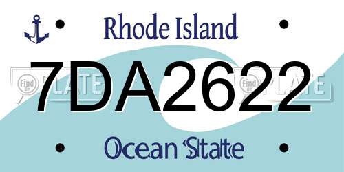 7DA2622 Rhode Island License Plate