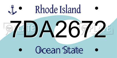 7DA2672 Rhode Island License Plate