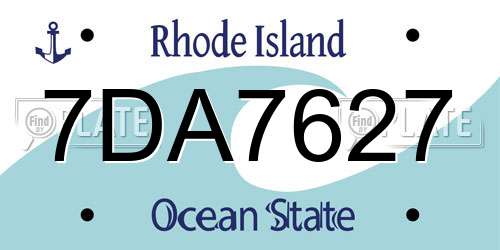 7DA7627 Rhode Island License Plate