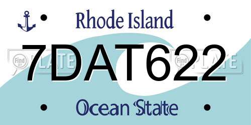 7DAT622 Rhode Island License Plate