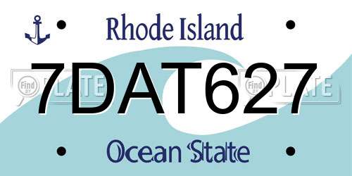 7DAT627 Rhode Island License Plate