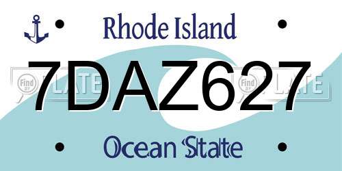 7DAZ627 Rhode Island License Plate