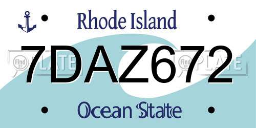 7DAZ672 Rhode Island License Plate