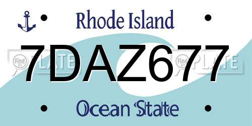 7DAZ677 Rhode Island License Plate