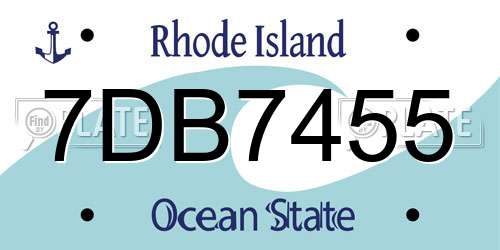 7DB7455 Rhode Island License Plate