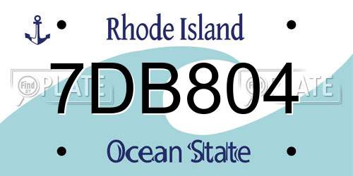 7DB804 Rhode Island License Plate