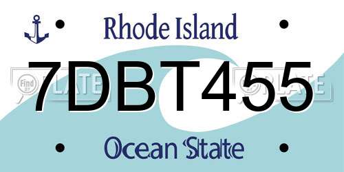7DBT455 Rhode Island License Plate