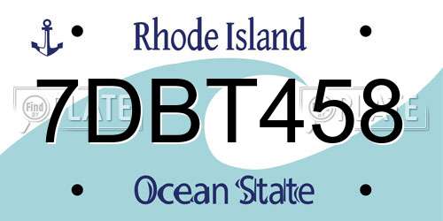 7DBT458 Rhode Island License Plate
