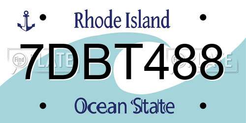 7DBT488 Rhode Island License Plate