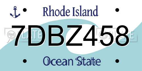 7DBZ458 Rhode Island License Plate