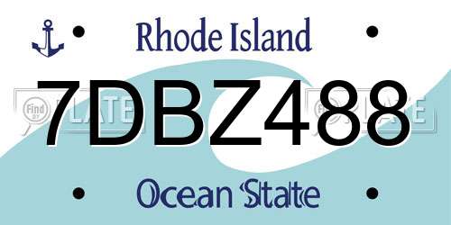 7DBZ488 Rhode Island License Plate