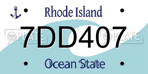 7DD407 Rhode Island License Plate