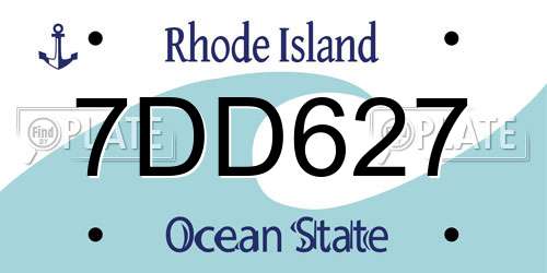 7DD627 Rhode Island License Plate