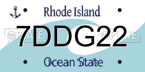7DDG22 Rhode Island License Plate