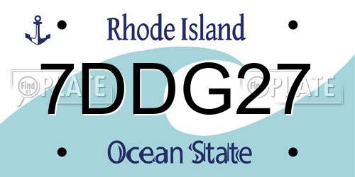 7DDG27 Rhode Island License Plate