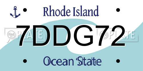 7DDG72 Rhode Island License Plate
