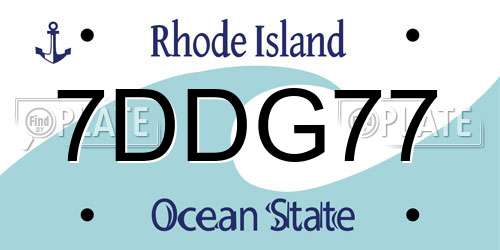 7DDG77 Rhode Island License Plate