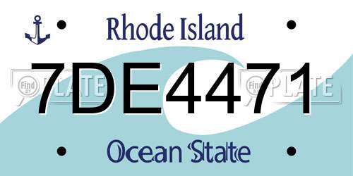 7DE4471 Rhode Island License Plate