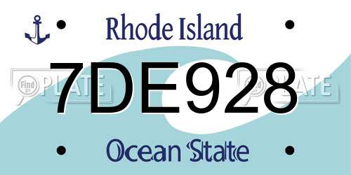 7DE928 Rhode Island License Plate