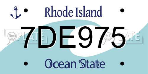 7DE975 Rhode Island License Plate