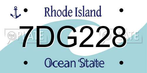 7DG228 Rhode Island License Plate