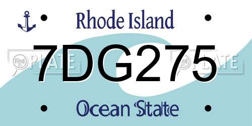 7DG275 Rhode Island License Plate