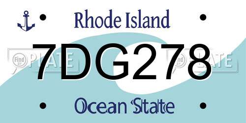 7DG278 Rhode Island License Plate