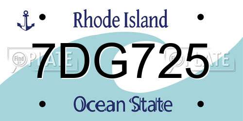 7DG725 Rhode Island License Plate