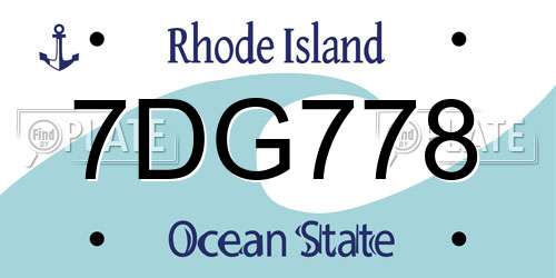 7DG778 Rhode Island License Plate