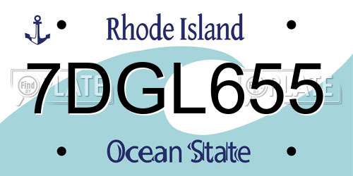 7DGL655 Rhode Island License Plate